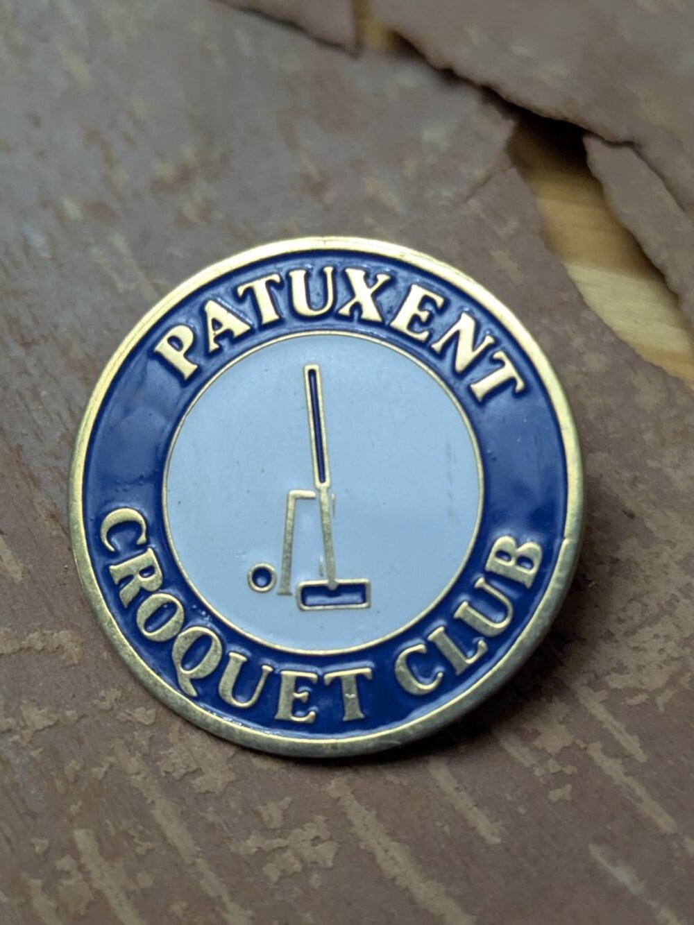 Blue & Gold Tone Patuxent Croquet Club Collectible Souvenir Lapel Pin